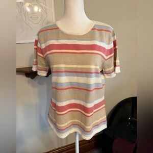 Cherokee Women's Short Sleeve Striped Crew Neck